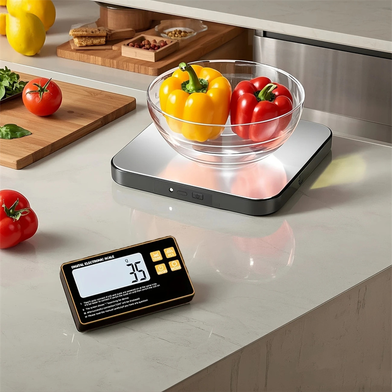 Meal Prep Chef - ワイヤレスキッチンスケール リモートディスプレイ付き ステンレス鋼製パン 磁気デジタル電子スケール 15KG 食品の食事準備用