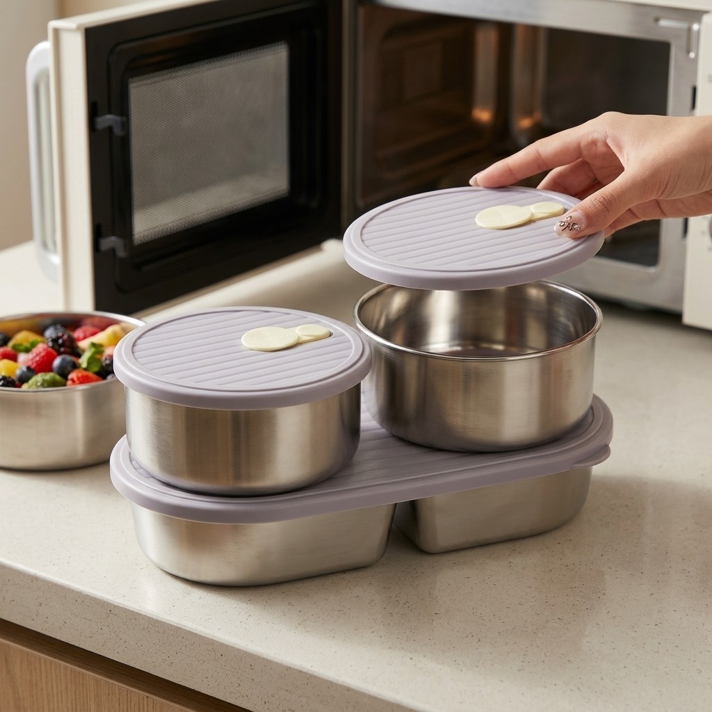Meal Prep Kinder - 電子レンジ対応 304ステンレス製ランチボックスセット 弁当箱 大人 子供 学校用