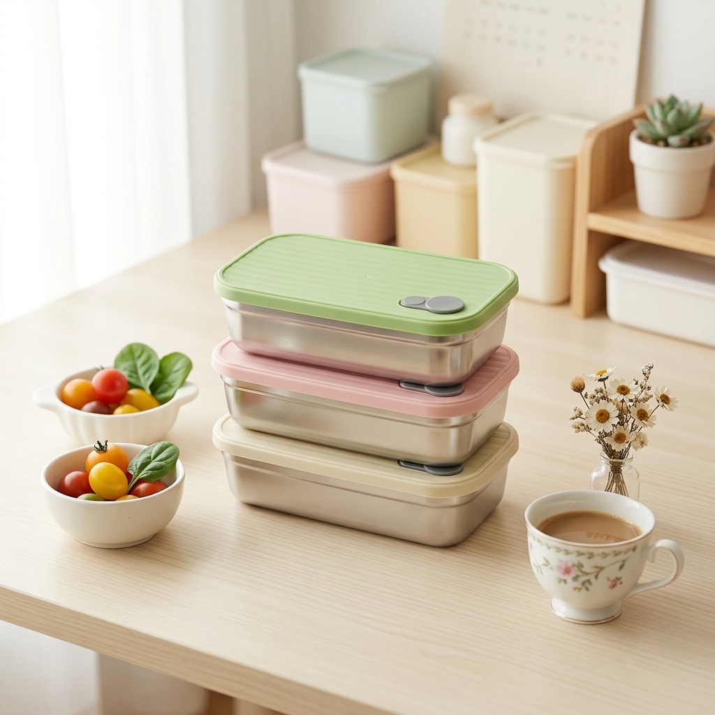 Meal Prep Kinder - ステンレス製弁当箱、金属製ランチボックス、電子レンジ対応食品保存容器、積み重ね可能、食事準備用、漏れ防止、大人子供学校用