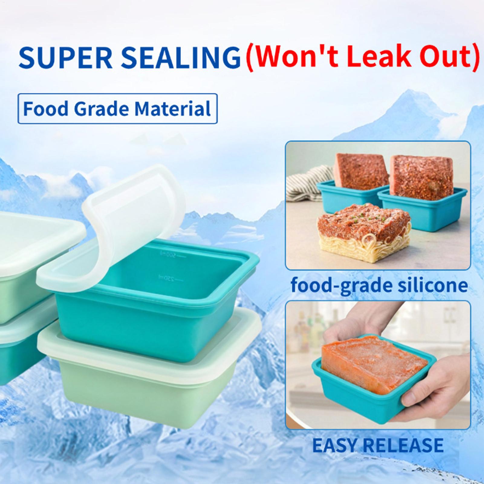 Meal Prep Menu - シリコーンスープ型 500 ミリリットル冷凍容器蓋付き簡単リリース食品保存キューブトレイ食事準備スープソースキッチン用品
