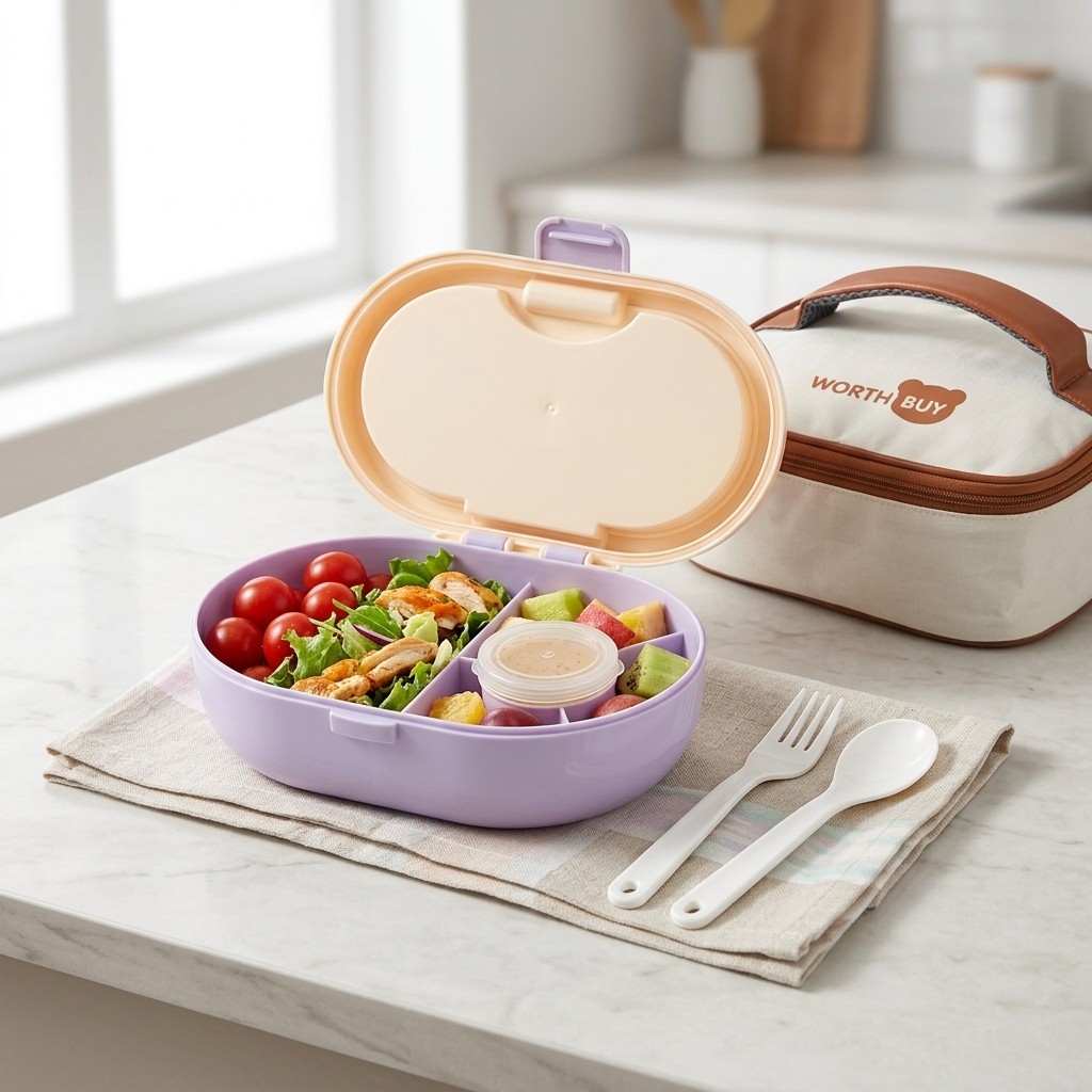 Meal Prep Or Prep Meal - プラスチック製分割弁当箱 学生 子供用 携帯ランチボックス 密閉食品保存容器 カトラリー付き