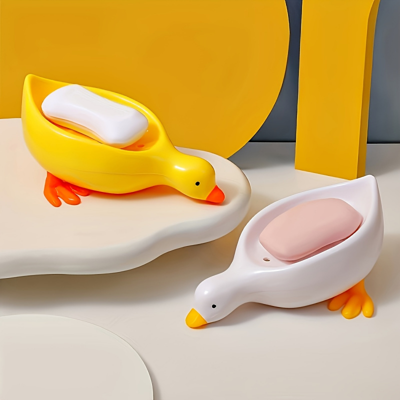 Meal Prep Organizer - アヒル型ソープディッシュ-かわいい自動排水ソープホルダー、シャワー・バスルーム装飾用ラック、シンクカウンター用オーガナイザー、斬新なギフト