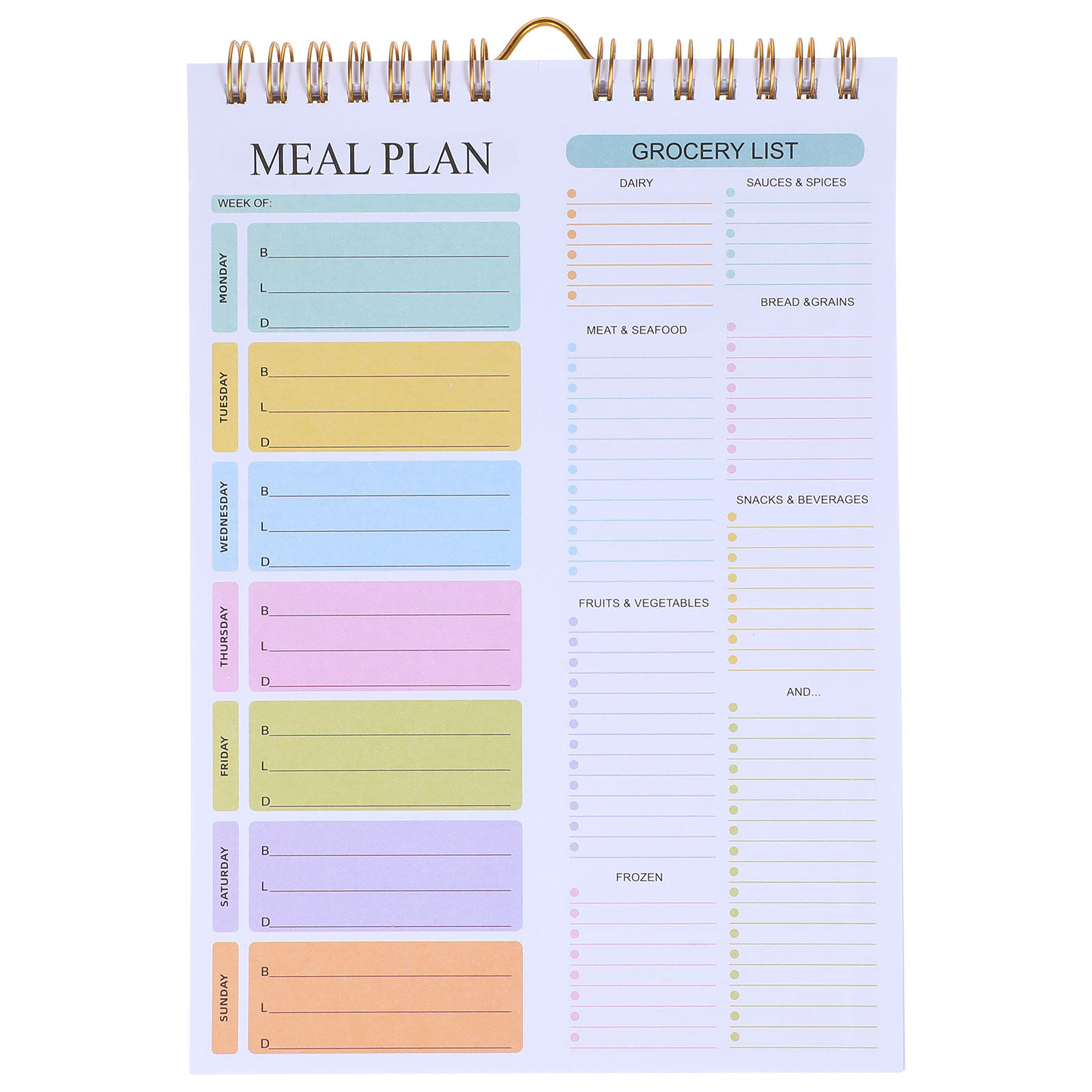 Meal Prep Weekly - 週間食事プランナーノート A5 スパイラル式 日付なし 52枚 メニュー