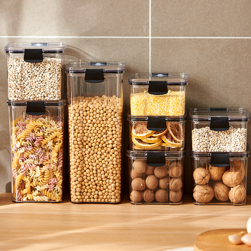 Meal Prep Jar - 密封された瓶キッチン穀物収納オーガナイザー大型タンクプラスチック防湿収納ボックス家庭用調味料瓶セット