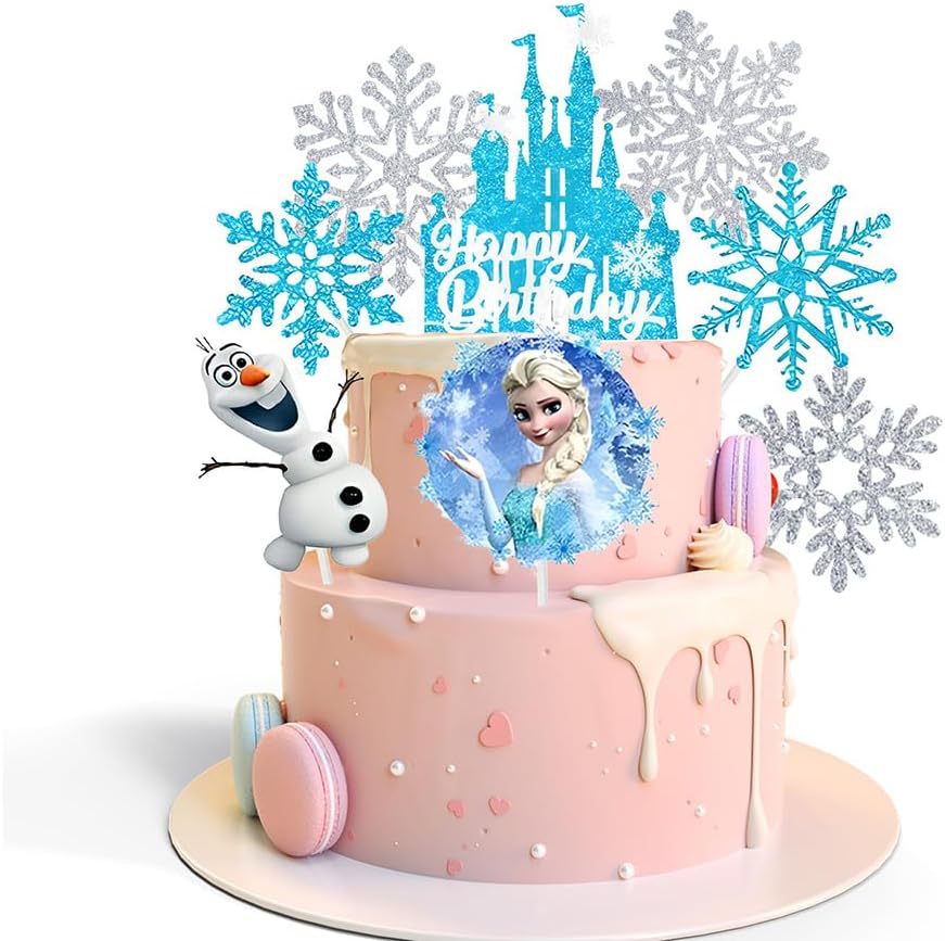 Meal Prep Frozen - アナと雪の女王 エルサ プリンセス ケーキトッパー グリッターキャッスル スノーフレーク