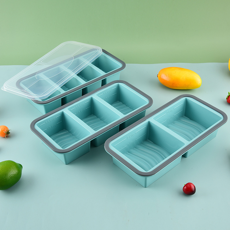 Meal Prep Menu - 1個 シリコン製フードフリーザートレイ 蓋付き スープキューブ - スープ、ソース、残り物、自家製食事の準備用冷凍キッチン保存容器