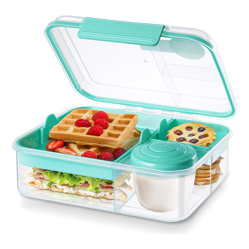 Meal Prep Menu - 4つのコンパートメントに分かれた漏れ防止弁当箱、取り外し可能なトレー付き、BPAフリー、電子レンジ対応、子供用食事準備容器、スナックボックス