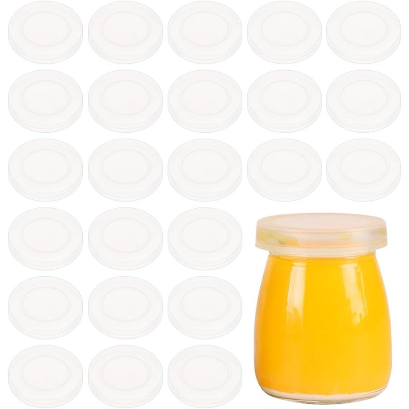 Meal Prep Jar - 透明なプラスチック製のヨーグルトジャーの蓋、ボトルキャップ、ouiと互換性があり、食品保管用のジャー、交換用容器、2インチ、48個