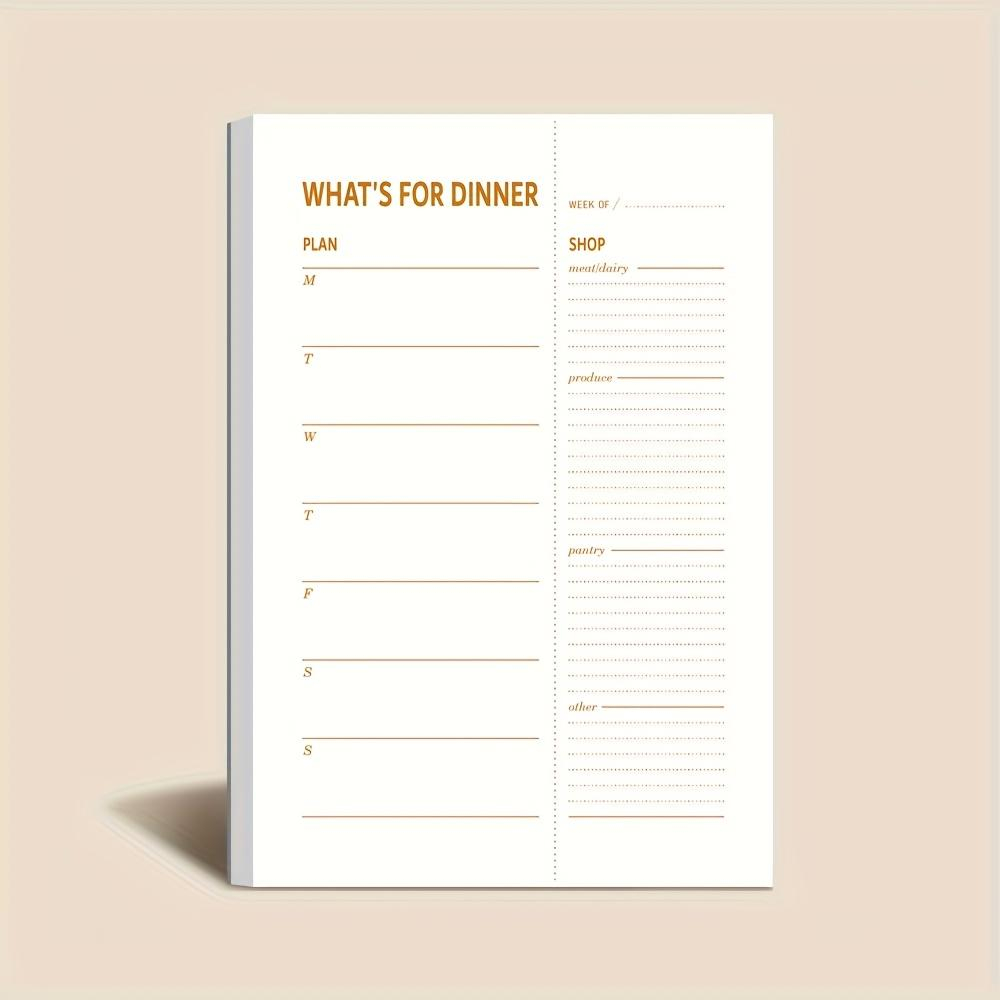 Meal Prep Menu - 1冊入りデイリーダイエットプランノート、1冊あたり50枚、切り取り式ショッピングリスト、食事準備ジャーナル、家庭用ディナーメニュー
