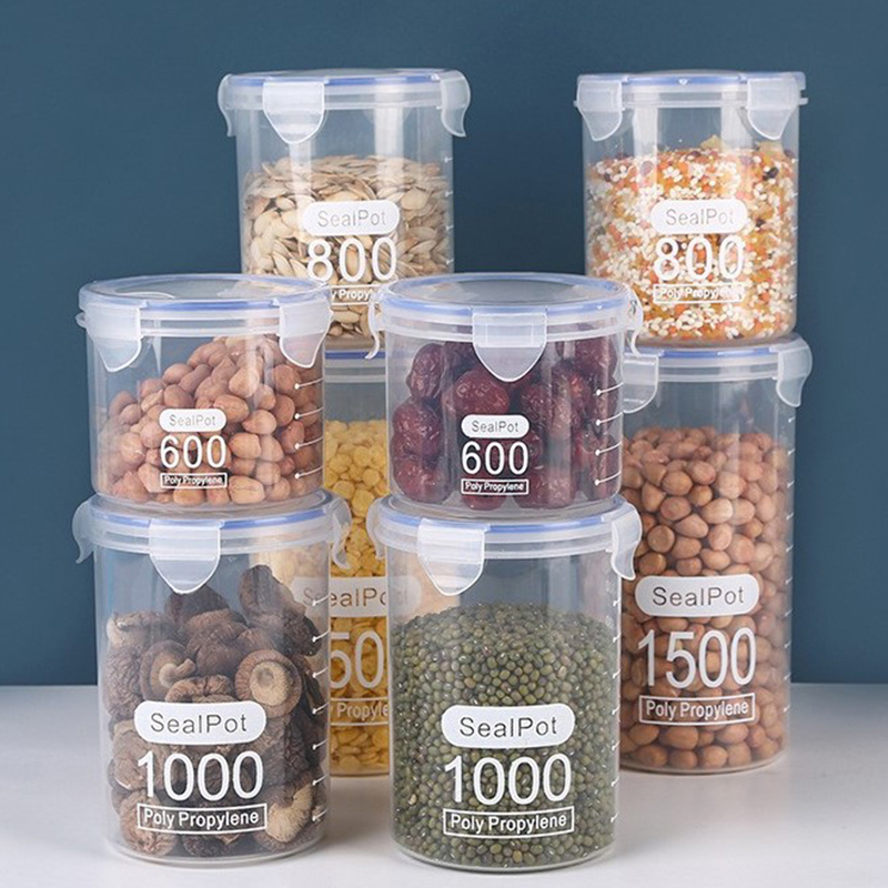 Meal Prep Jar - 1-4個入り 密閉容器 目盛り付き 穀物保存容器 キッチン 冷蔵庫整理