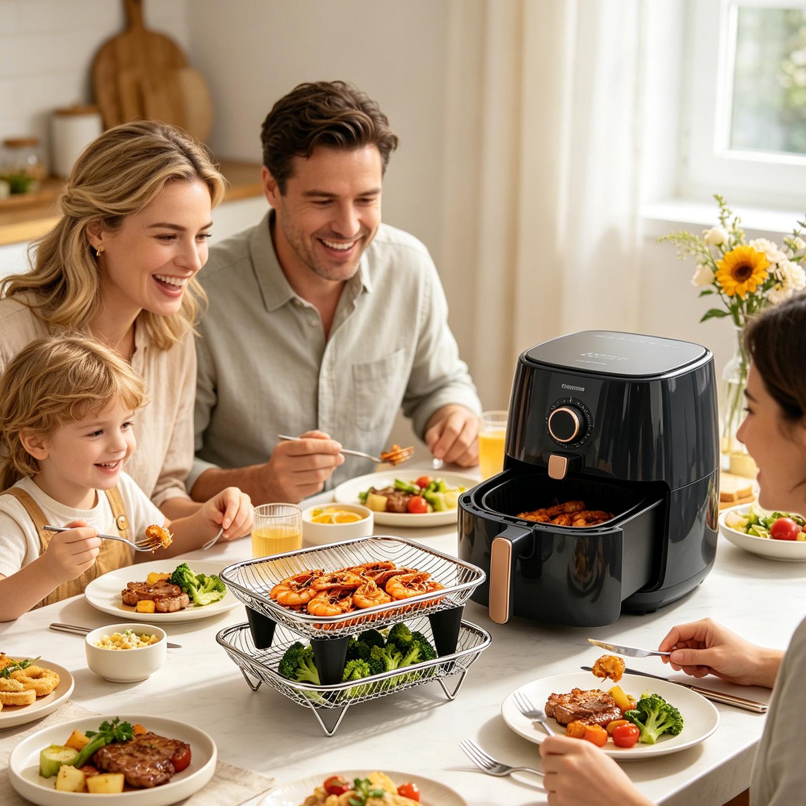 エアフライヤーバスケット ステンレススチール製スタッカブルト - Meal Prep Menu のレビューと価格
