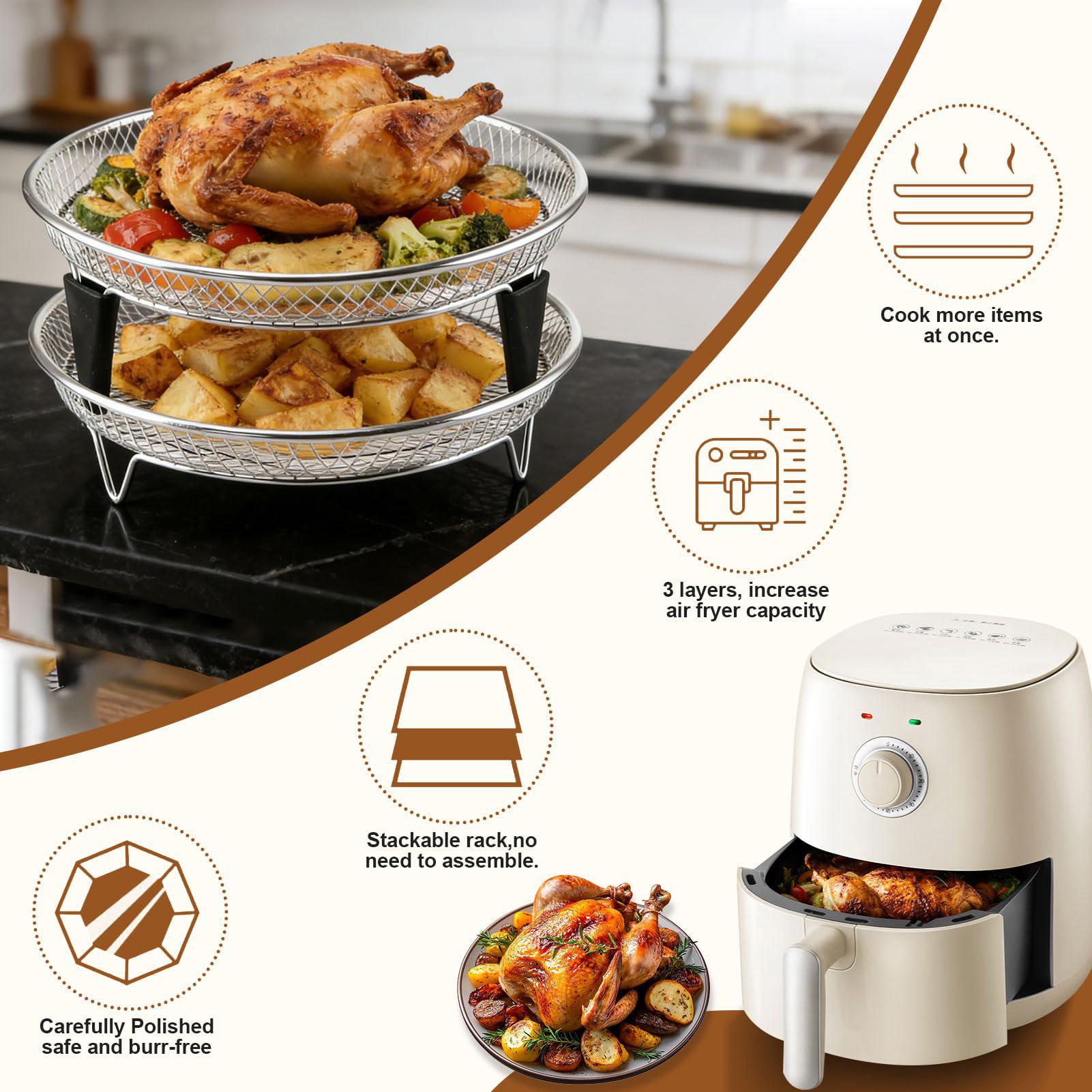 エアフライヤーバスケット ステンレススチール製スタッカブルト - Meal Prep Menu のレビューと価格
