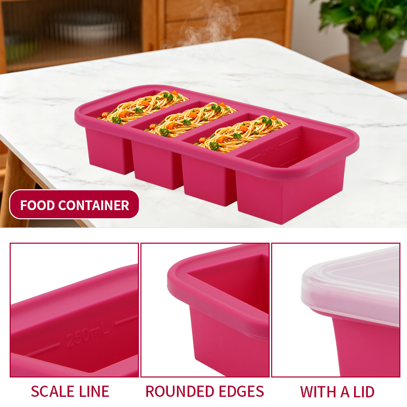 2または3ピースのシリコン製冷凍トレイ型セット、蓋付き収納ボ - Meal Prep Menu のレビューと価格