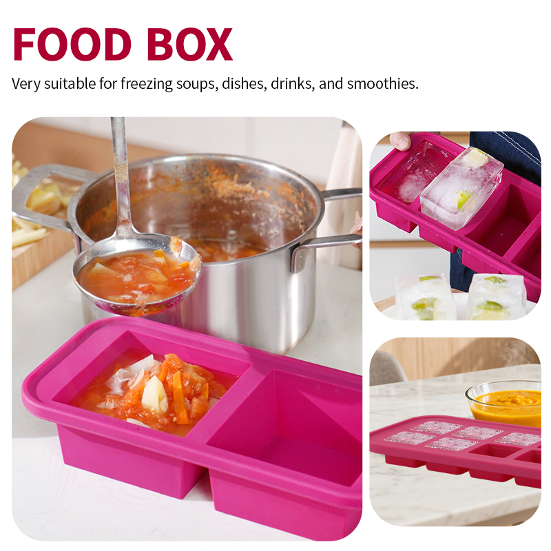 2または3ピースのシリコン製冷凍トレイ型セット、蓋付き収納ボ - Meal Prep Menu のレビューと価格