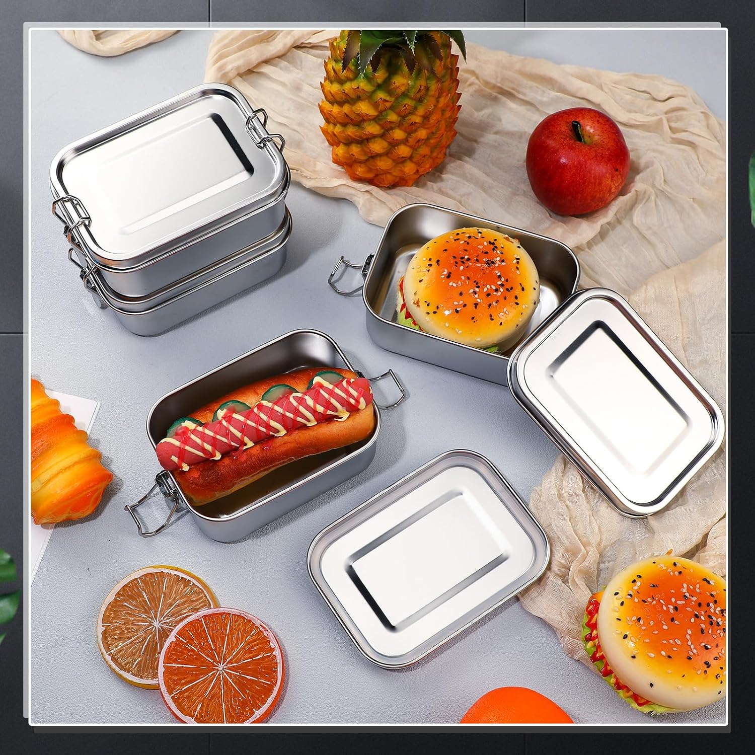 ステンレス製食品保存容器 蓋付き ランチボックス 冷蔵庫オー - Meal Prep Organizer のレビューと価格