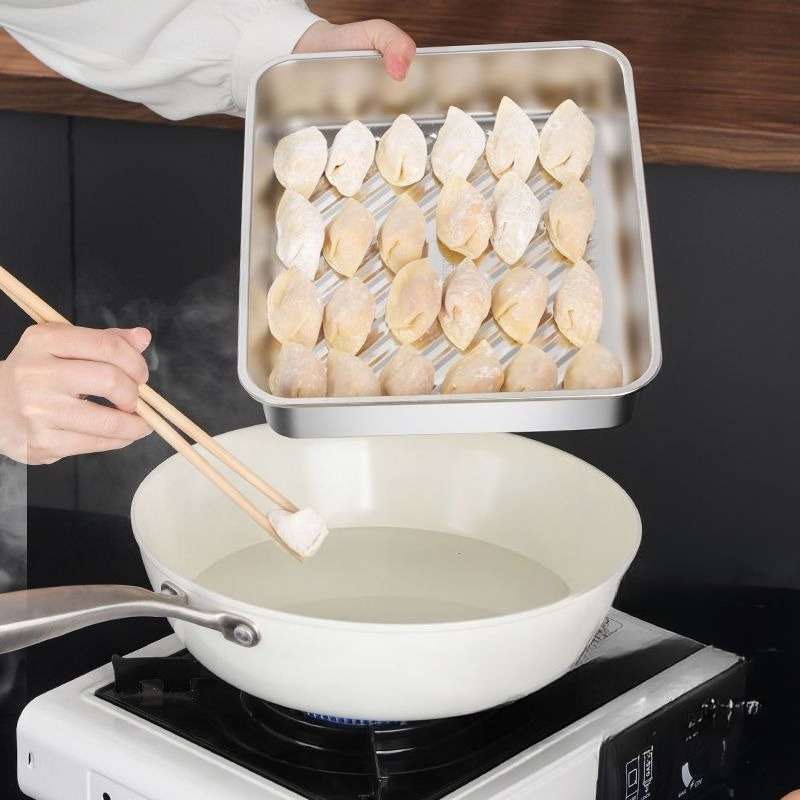 304 ステンレス鋼カバー餃子トレイ長方形サービング大皿蓋付 - Meal Prep Menu のレビューと価格