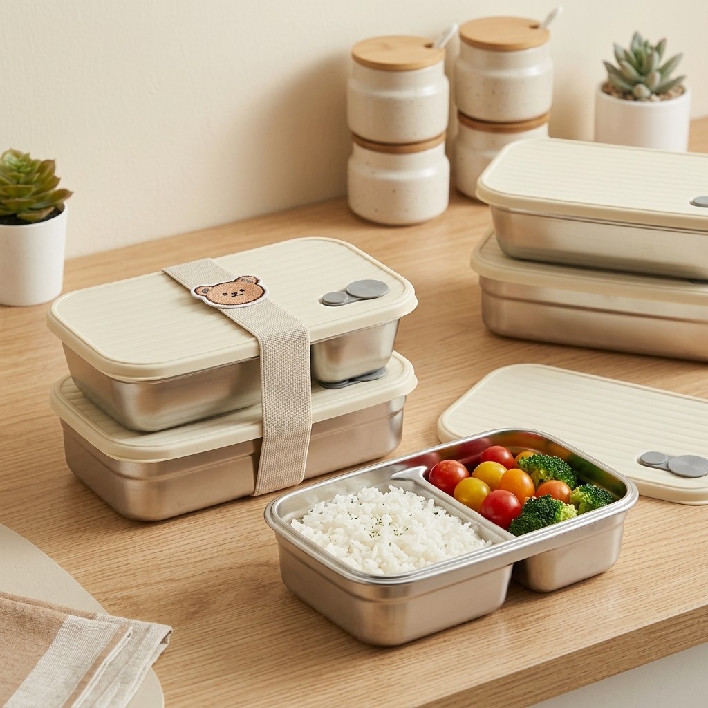 ステンレス製弁当箱、金属製ランチボックス、電子レンジ対応食品 - Meal Prep Kinder のレビューと価格