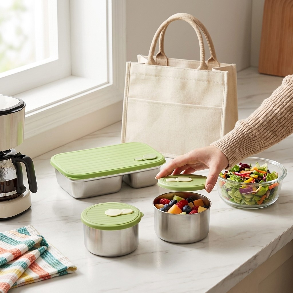 電子レンジ対応 304ステンレス製弁当箱 大人子供用ランチボ - Meal Prep Kinder のレビューと価格
