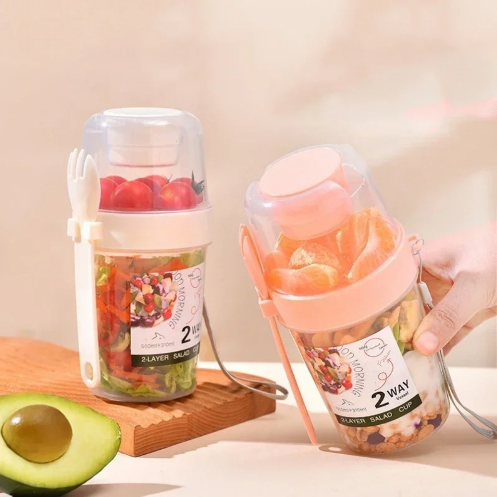 ポータブルサラダカップ朝食カップ食品分層ヨーグルトシリアルオ - Meal Prep Jar のレビューと価格