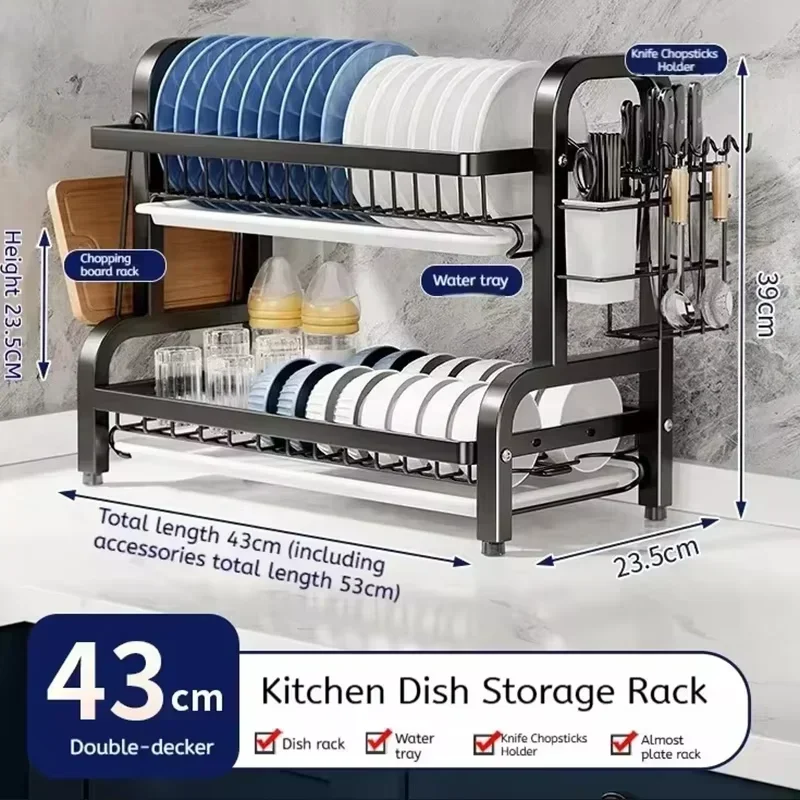 2段式ステンレス製水切りラック、カトラリーホルダー付き、コン - Meal Prep Organizer のレビューと価格