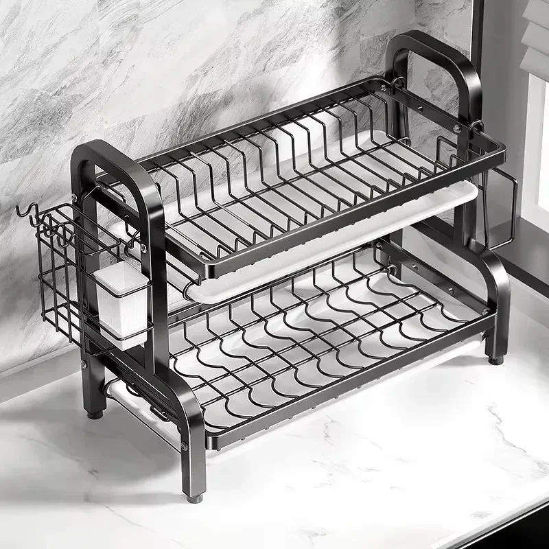 2段式ステンレス製水切りラック、カトラリーホルダー付き、コン - Meal Prep Organizer のレビューと価格