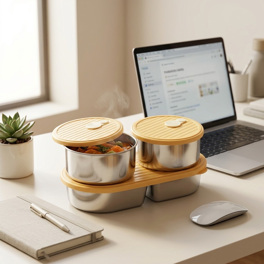 電子レンジ対応304ステンレス製弁当箱セット、仕切り付きラン - Meal Prep Kinder のレビューと価格