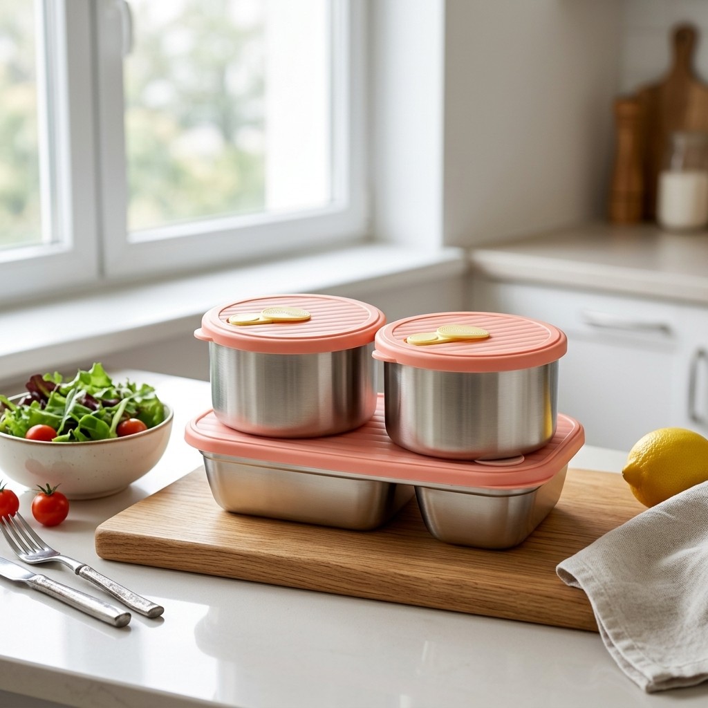 電子レンジ対応 304ステンレス製ランチボックスセット 弁当 - Meal Prep Kinder のレビューと価格