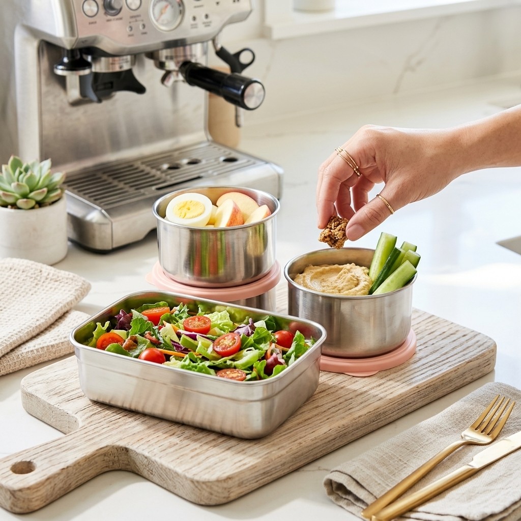 電子レンジ対応 304ステンレス製ランチボックスセット 弁当 - Meal Prep Kinder のレビューと価格