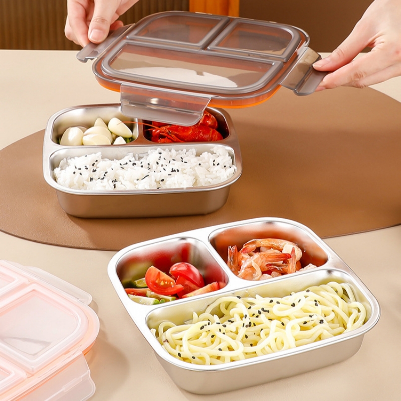 304ステンレス製ランチボックス、600ml蓋付き漏れ防止弁 - Meal Prep Kinder のレビューと価格