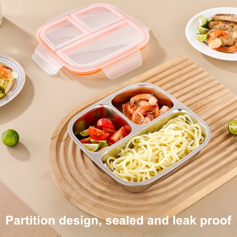 304ステンレス製ランチボックス、600ml蓋付き漏れ防止弁 - Meal Prep Kinder のレビューと価格