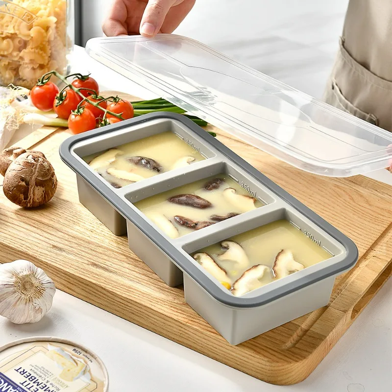 大型製氷皿-スープ用、蓋付きシリコン製冷凍トレイ、ソース、残 - Meal Prep Menu のレビューと価格