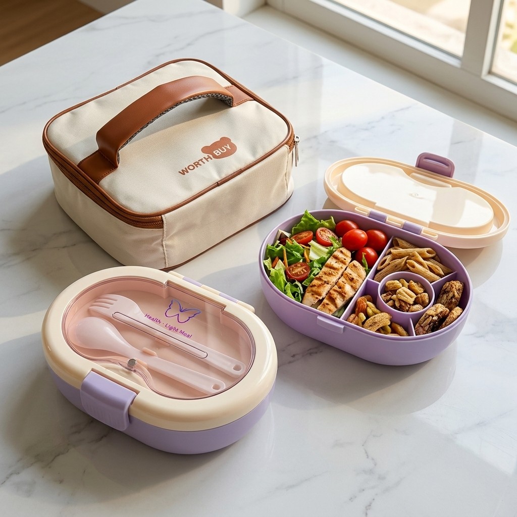 プラスチック製分割弁当箱 学生 子供用 携帯ランチボックス  - Meal Prep Or Prep Meal のレビューと価格