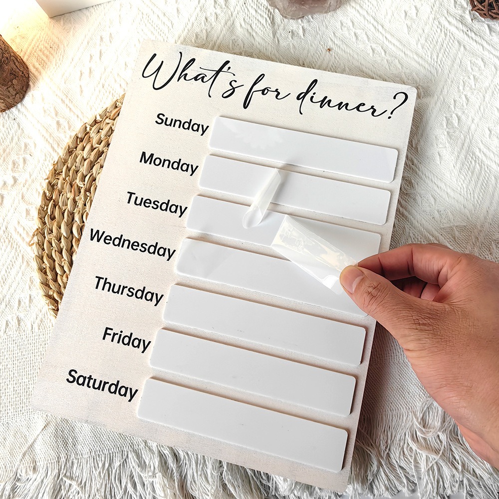 実用的な磁気冷蔵庫用食事プランナー 木製 ペン付き 週間食事 - Meal Prep Weekly のレビューと価格