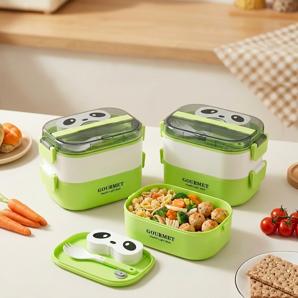 1/2層電子レンジ対応プラスチック弁当箱 子供用学校用漏れ防 - Meal Prep Or Prep Meal のレビューと価格