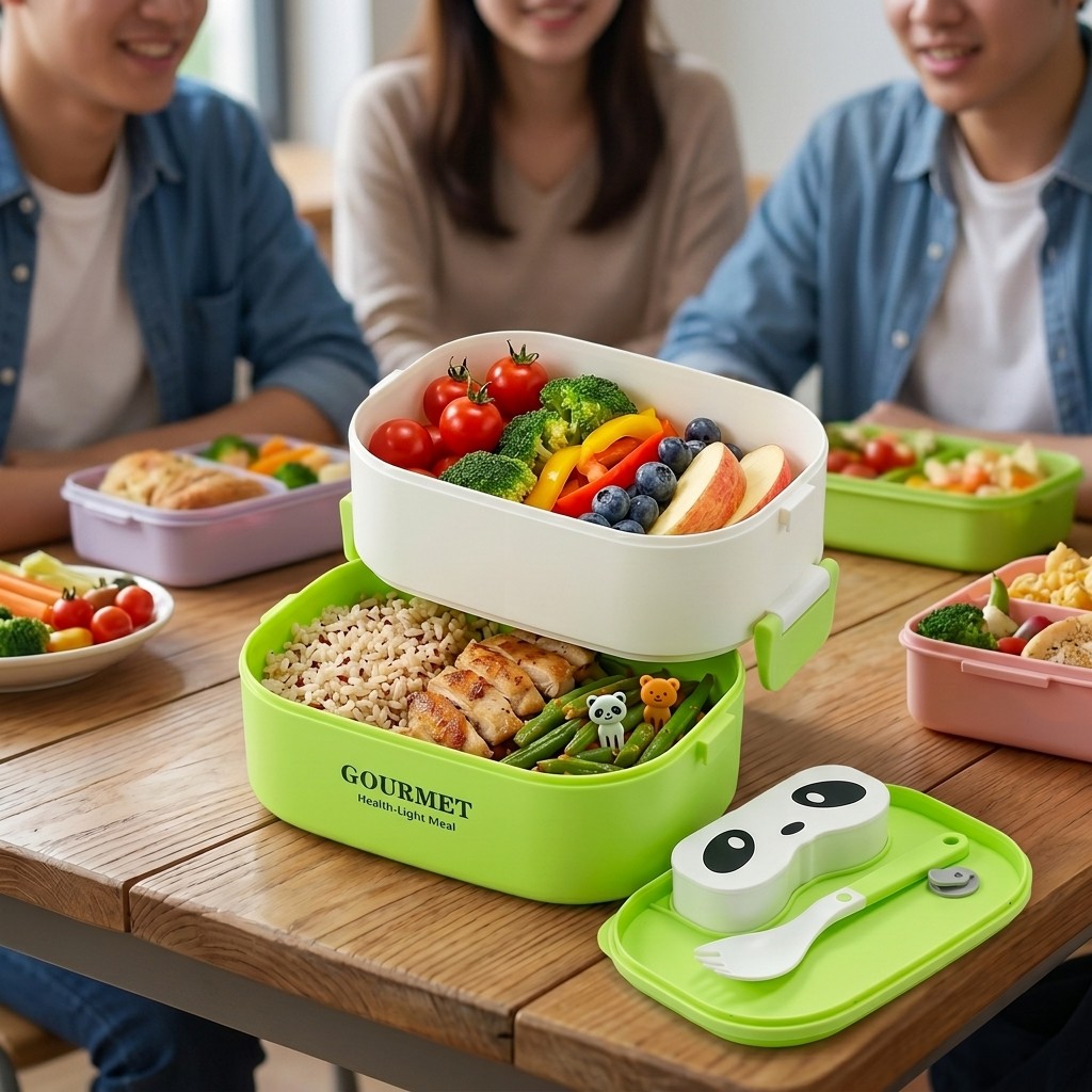 1/2層電子レンジ対応プラスチック弁当箱 子供用学校用漏れ防 - Meal Prep Or Prep Meal のレビューと価格