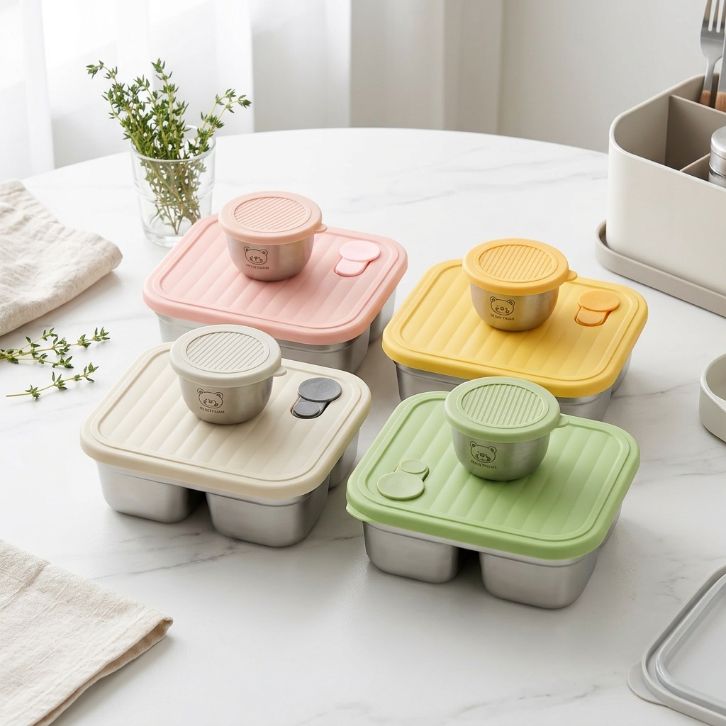 304ステンレス製弁当箱 子供用 学校用 1/2仕切り 食事 - Meal Prep Kinder のレビューと価格