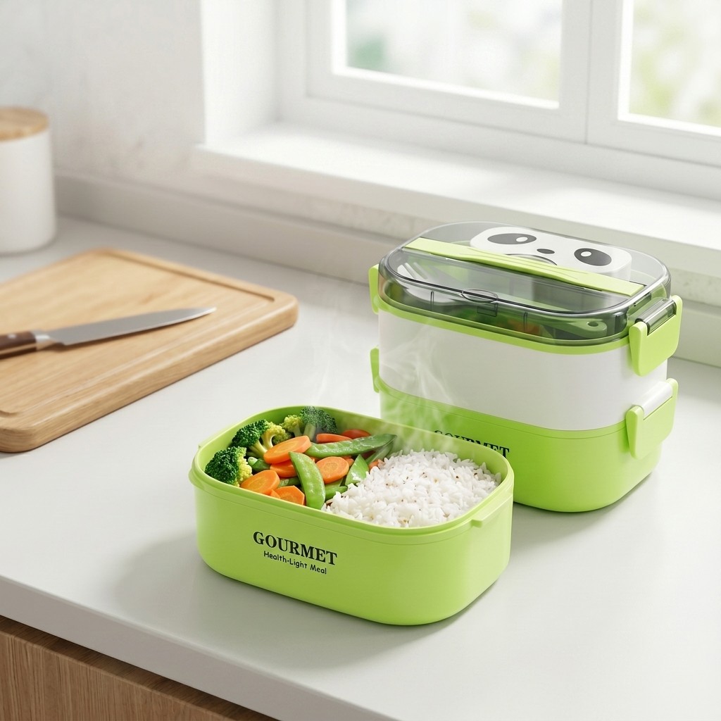 電子レンジ対応パンダ柄プラスチック弁当箱、漏れ防止仕切り付き - Meal Prep Or Prep Meal のレビューと価格