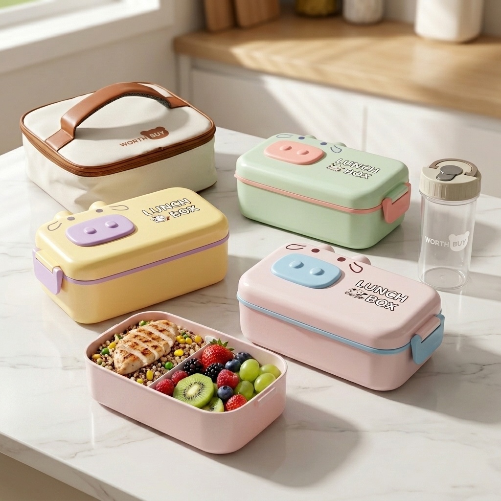 子供用弁当箱 プラスチック製電子レンジ対応ランチボックスセッ - Meal Prep Or Prep Meal のレビューと価格