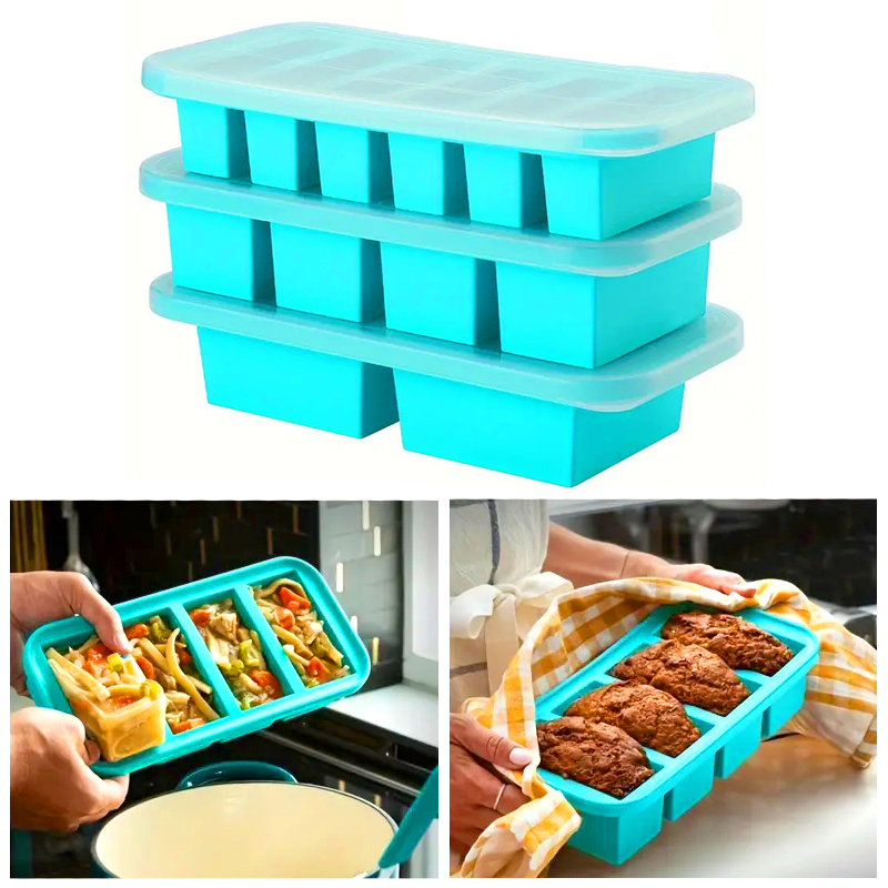 シリコン製冷凍型ギフトセット、蓋付き2カップ、4カップ、6カ - Meal Prep Menu のレビューと価格