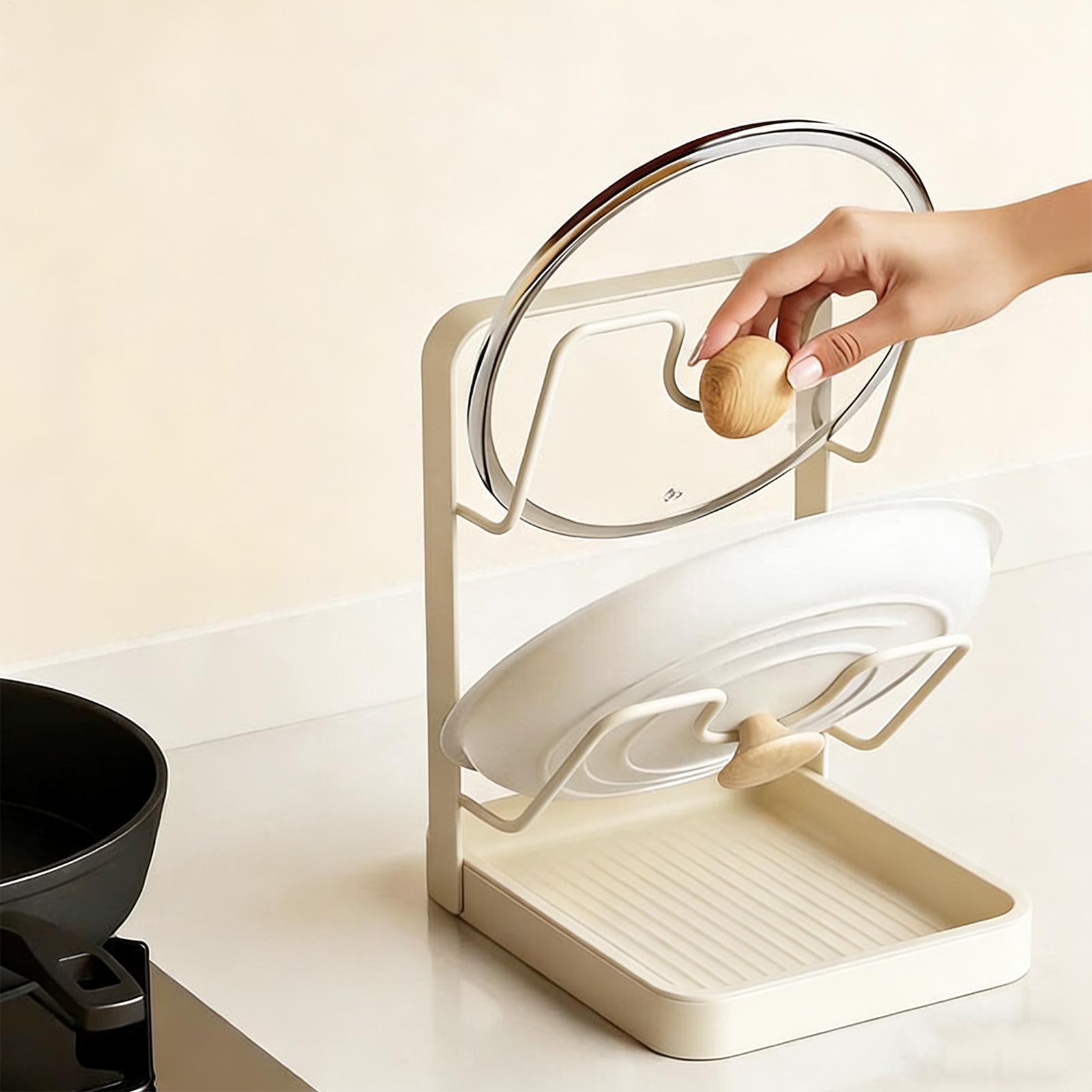 鍋蓋オーガナイザー 滑り止め キッチン収納スタンド 鍋蓋ラッ - Meal Prep Organizer のレビューと価格