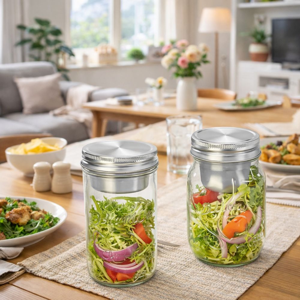 16/24オンス サラダガラスジャー 広口漏れ防止サラダ容器 - Meal Prep Weekly のレビューと価格