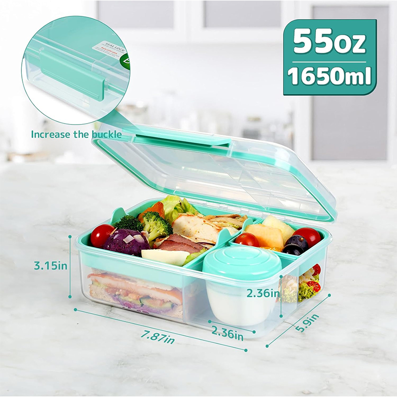 4つのコンパートメントに分かれた漏れ防止弁当箱、取り外し可能 - Meal Prep Menu のレビューと価格