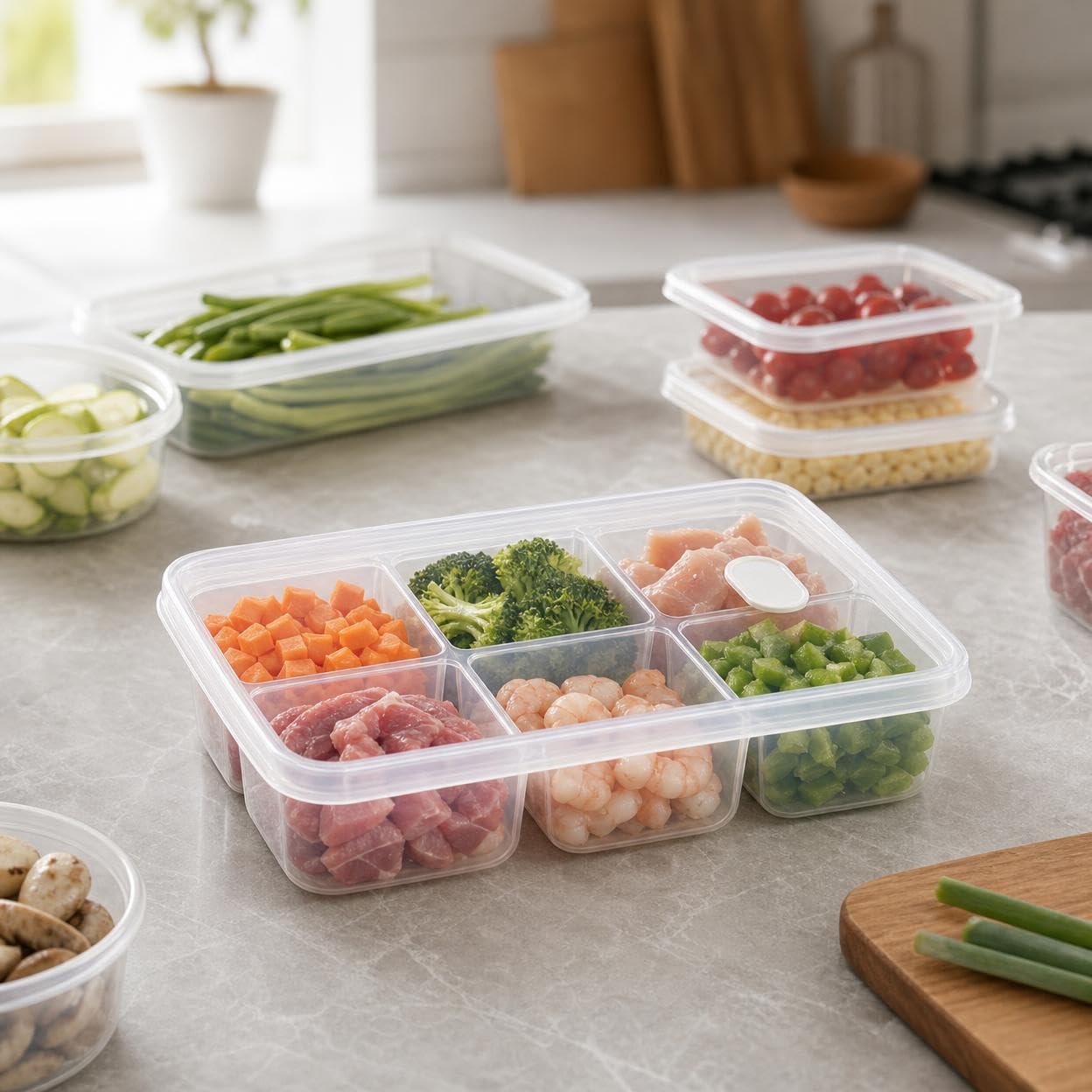 6区画食品グレード冷凍庫収納ボックス 大容量ミールプレップ容 - Meal Prep Frozen のレビューと価格