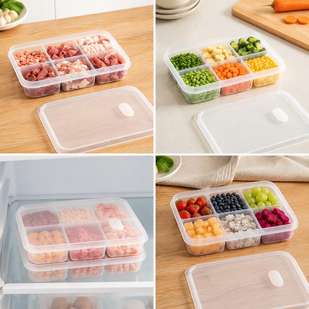 6区画食品グレード冷凍庫収納ボックス 大容量ミールプレップ容 - Meal Prep Frozen のレビューと価格
