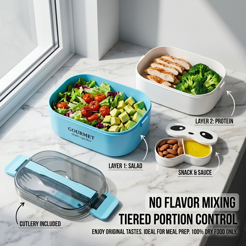 電子レンジ対応プラスチック弁当箱子供大人用分割ランチボックス - Meal Prep Or Prep Meal のレビューと価格
