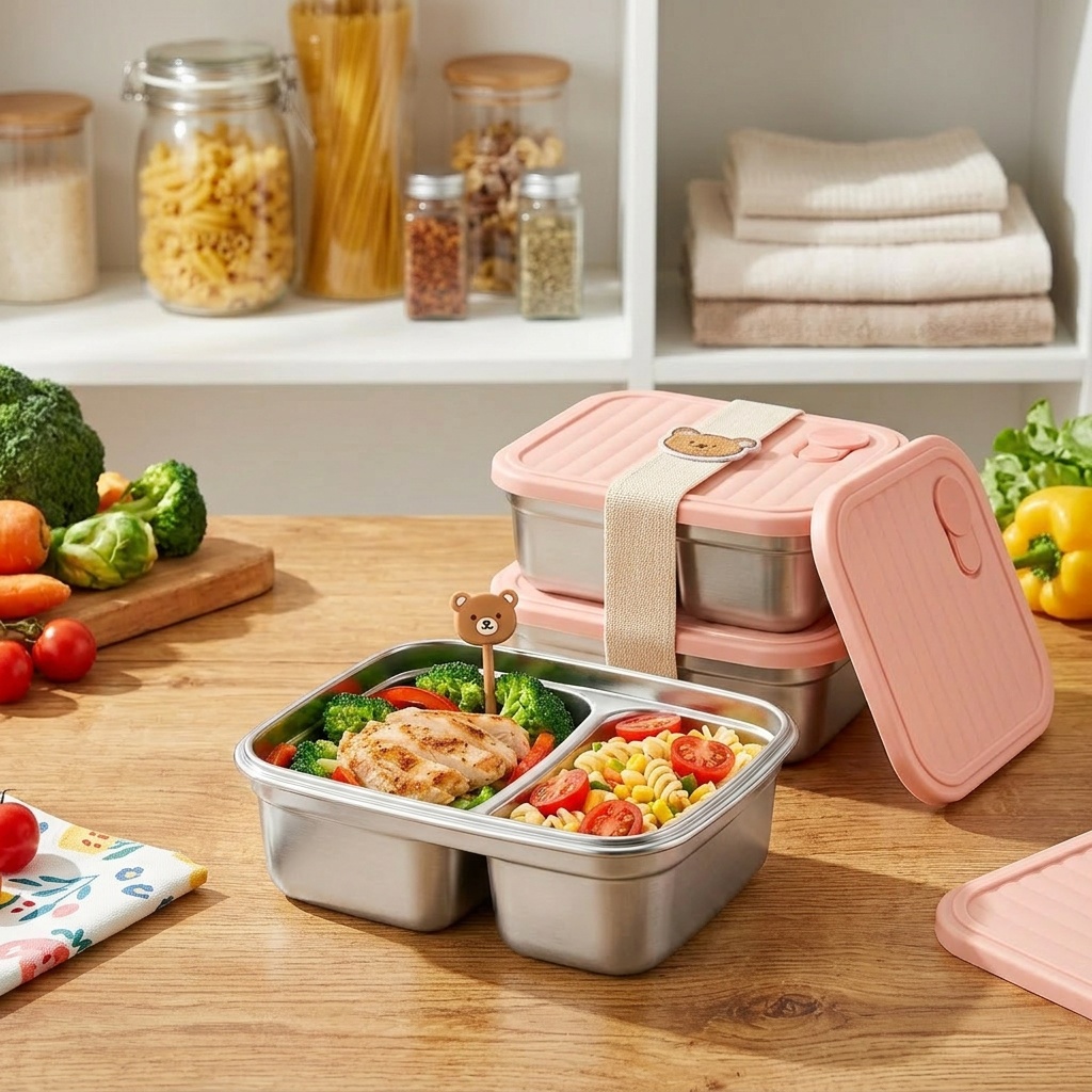 電子レンジ対応 304ステンレス製弁当箱 1/2仕切り 食事 - Meal Prep Kinder のレビューと価格