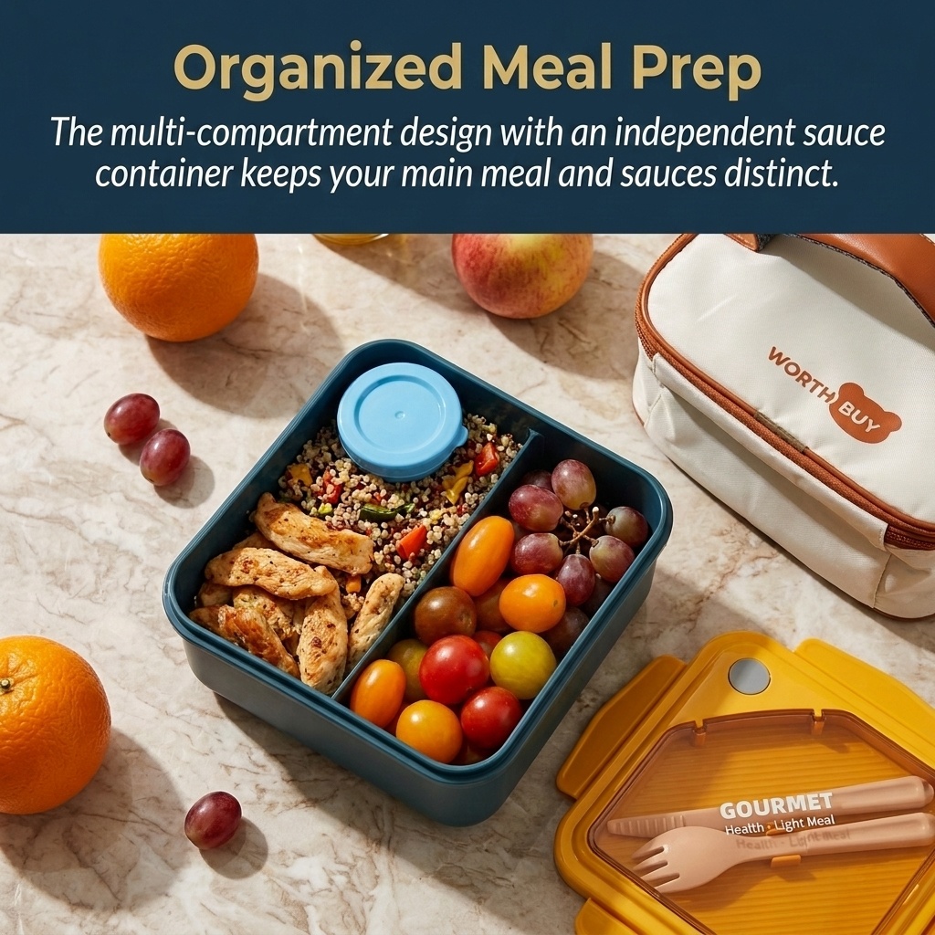 電子レンジ対応プラスチック製弁当箱、漏れ防止仕切り付き食事準 - Meal Prep Kinder のレビューと価格