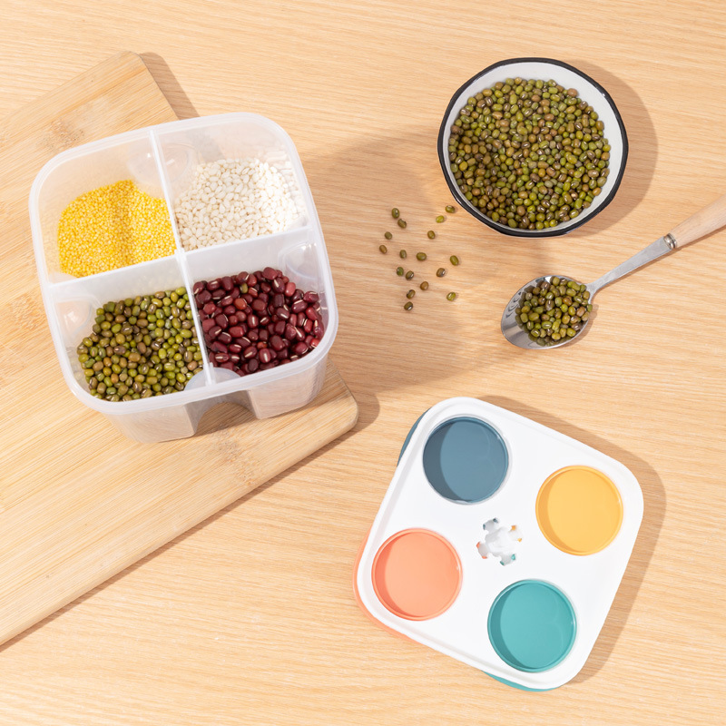 キッチンシリアル収納ボックスプラスチック4グリッドシリアル密 - Meal Prep Jar のレビューと価格