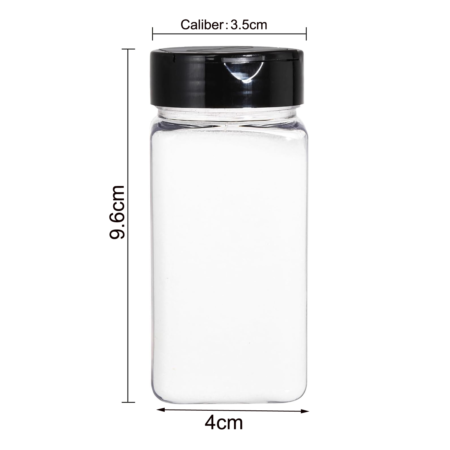 四角い大型プラスチック製スパイスジャー、シェイカー付き蓋、透 - Meal Prep Jar のレビューと価格