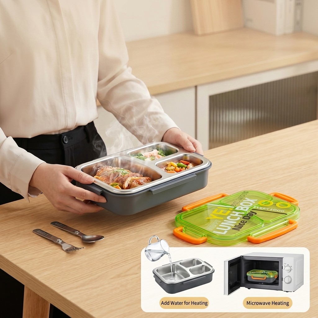 電子レンジ対応304ステンレス製弁当箱、仕切り付き食品保存容 - Meal Prep Or Prep Meal のレビューと価格